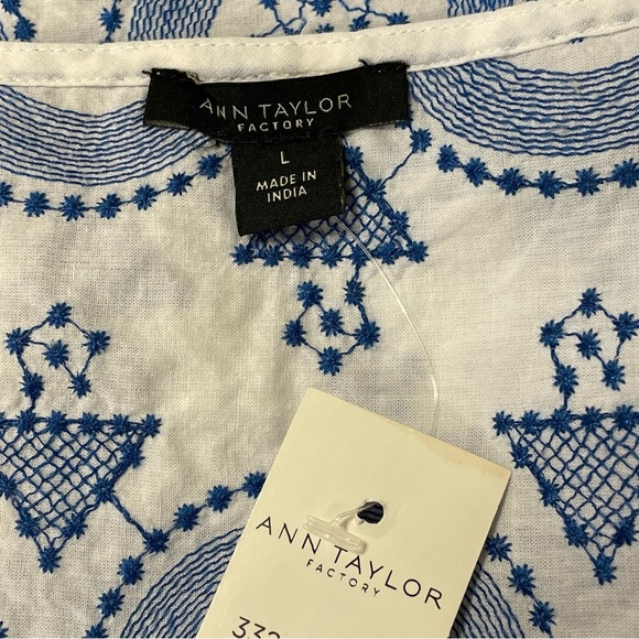 ANN TAYLOR FACTORY Embroidered Sleeveless Ruffle Blouse - Picture 3 of 4